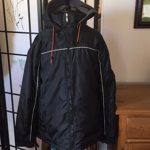 FIGO ULTRA WARM MEN’S REVERSIBLE JACKET FLEECE SIDE BLACK HOODED Made in Russia - Picture 8 of 17